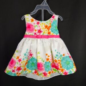 Youngland Baby Girls' Three Piece Floral Shantung Dress and Lace Sweater Set 12M